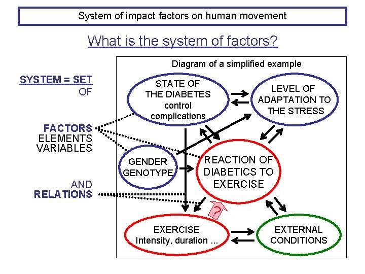 System of impact factors on human movement What is the system of factors? Diagram