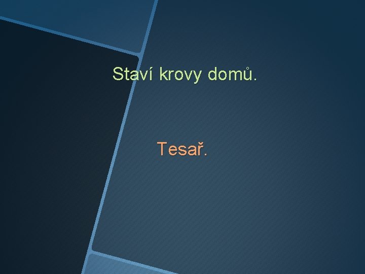 Staví krovy domů. Tesař. 