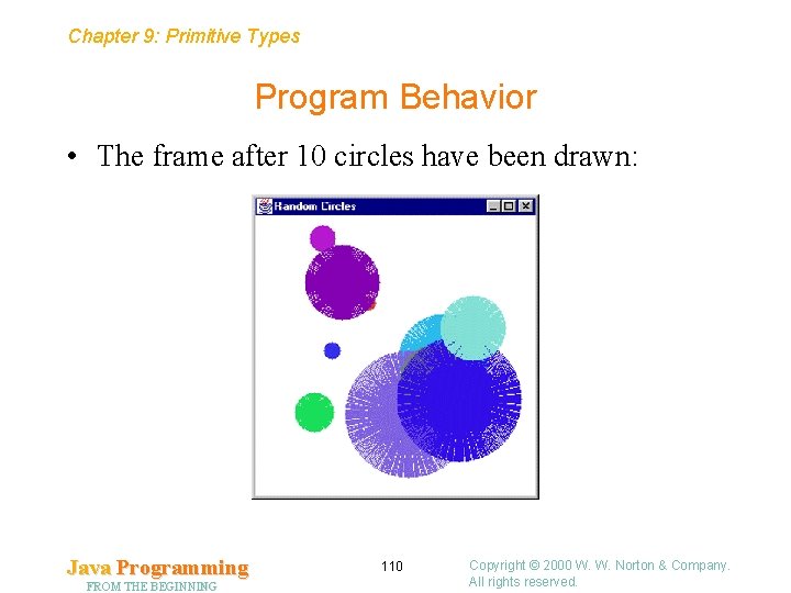 Chapter 9: Primitive Types Program Behavior • The frame after 10 circles have been