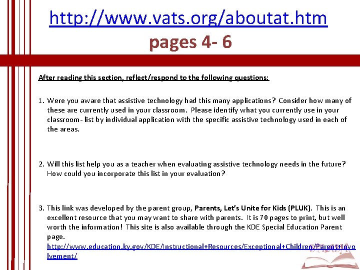 http: //www. vats. org/aboutat. htm pages 4 - 6 After reading this section, reflect/respond http: //www. vats. org/aboutat. htm pages 4 - 6 After reading this section, reflect/respond