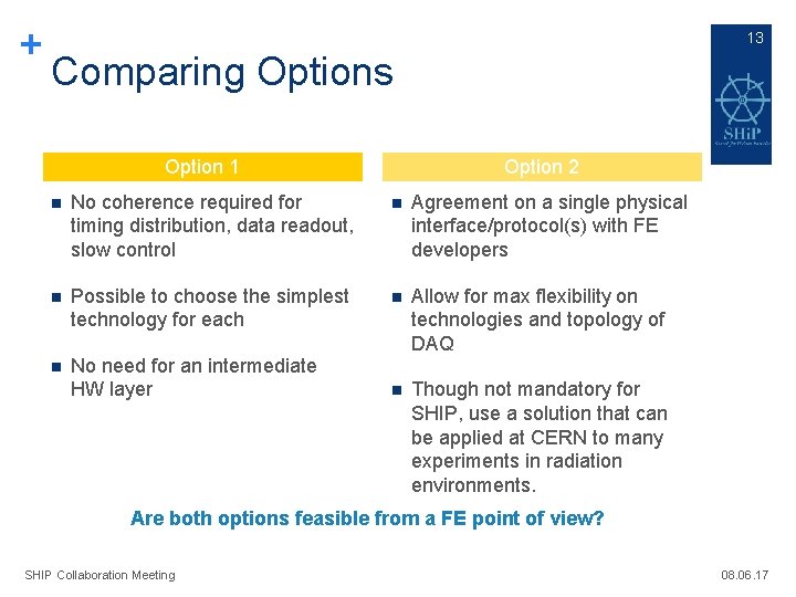 + 13 Comparing Options Option 1 Option 2 n No coherence required for timing