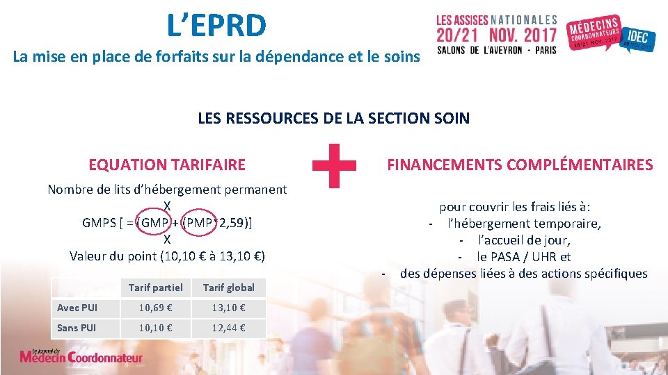 L’EPRD La mise en place de forfaits sur la dépendance et le soins LES