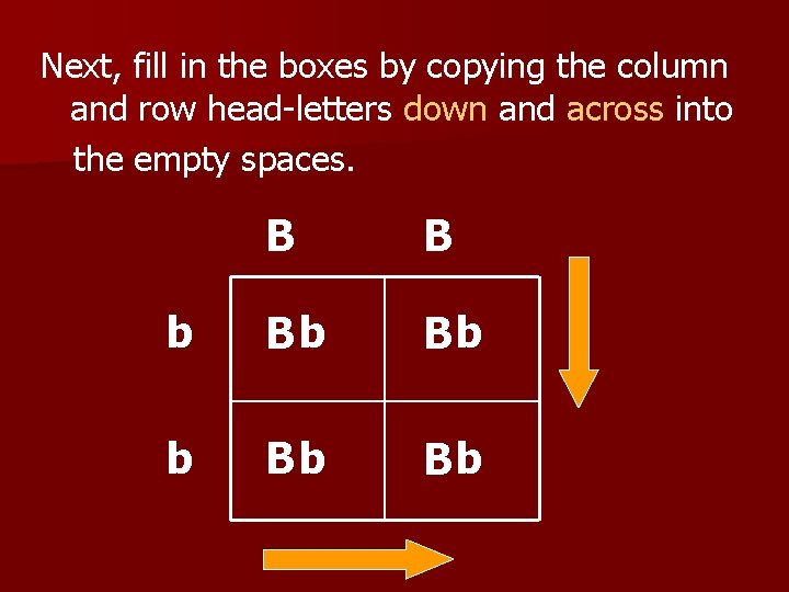 Next, fill in the boxes by copying the column and row head-letters down and