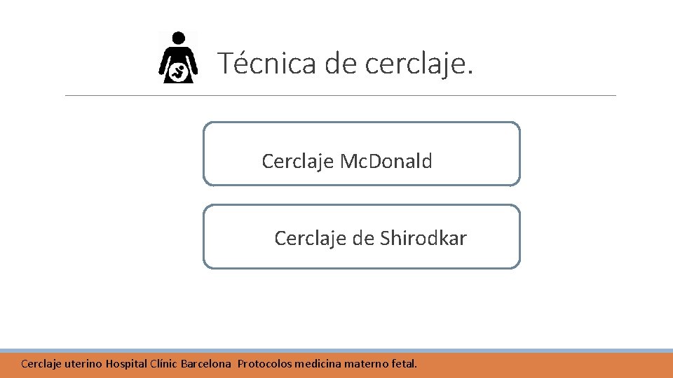 Técnica de cerclaje. Cerclaje Mc. Donald Cerclaje de Shirodkar Cerclaje uterino Hospital Clínic Barcelona Técnica de cerclaje. Cerclaje Mc. Donald Cerclaje de Shirodkar Cerclaje uterino Hospital Clínic Barcelona