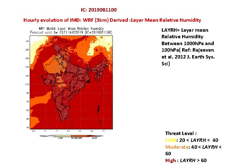 IC: 2019081100 Hourly evolution of IMD: WRF (3 km) Derived : Layer Mean Relative