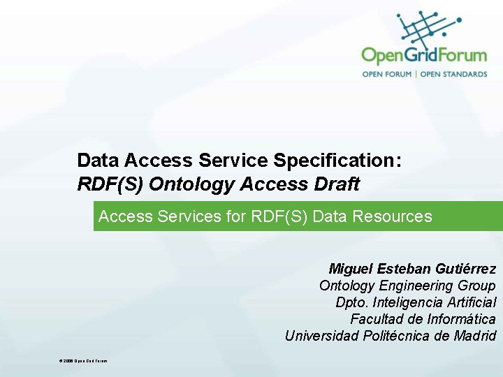Data Access Service Specification RDFS Ontology Access Draft