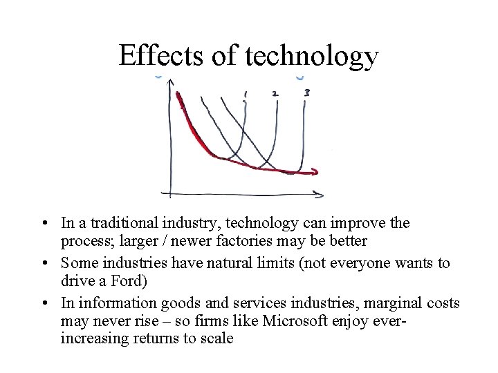 Effects of technology • In a traditional industry, technology can improve the process; larger