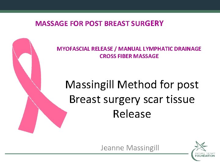 MASSAGE FOR POST BREAST SURGERY MYOFASCIAL RELEASE / MANUAL LYMPHATIC DRAINAGE CROSS FIBER MASSAGE