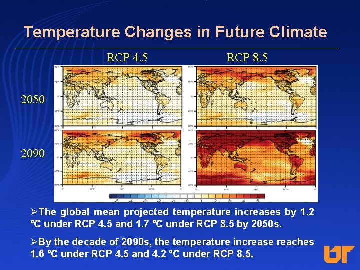 Temperature Changes in Future Climate RCP 4. 5 RCP 8. 5 2050 2090 ØThe