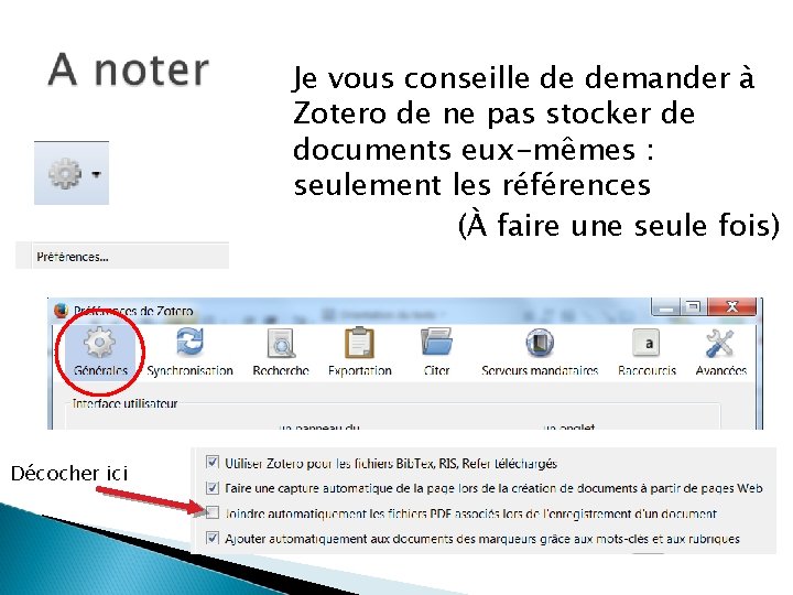 Je vous conseille de demander à Zotero de ne pas stocker de documents eux-mêmes Je vous conseille de demander à Zotero de ne pas stocker de documents eux-mêmes