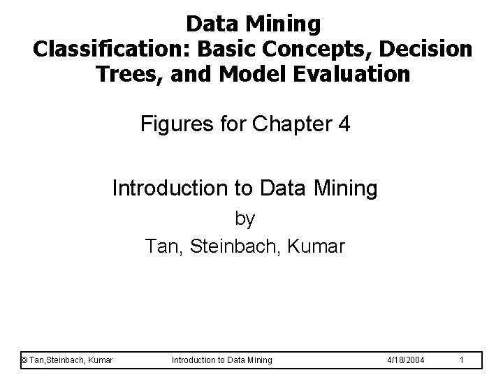 Data Mining Classification: Basic Concepts, Decision Trees, and Model Evaluation Figures for Chapter 4