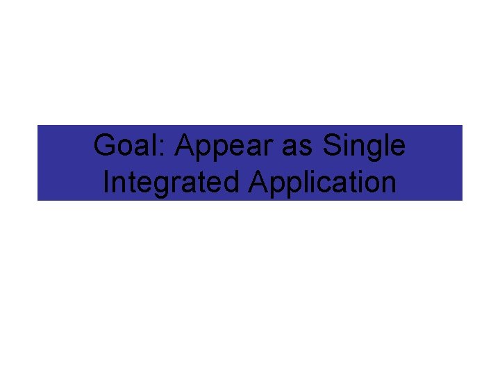 Goal: Appear as Single Integrated Application Goal: Appear as Single Integrated Application