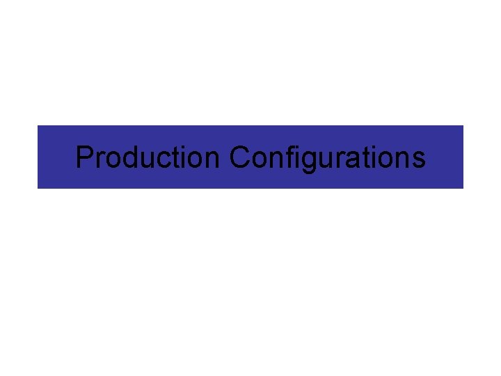 Production Configurations Production Configurations