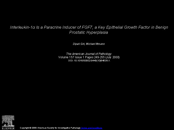 Interleukin-1α Is a Paracrine Inducer of FGF 7, a Key Epithelial Growth Factor in