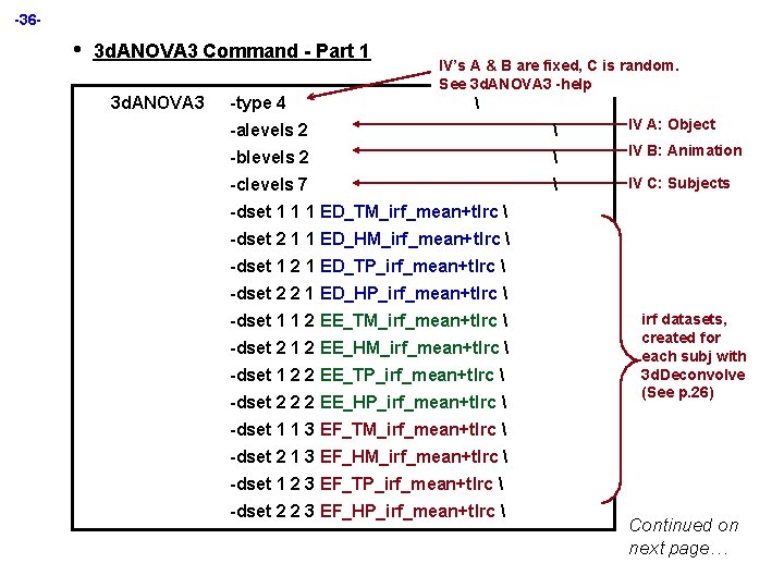 -36 - • 3 d. ANOVA 3 Command - Part 1 3 d. ANOVA