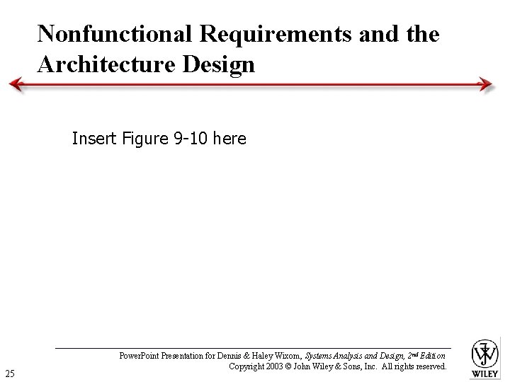 Nonfunctional Requirements and the Architecture Design Insert Figure 9 -10 here 25 Power. Point