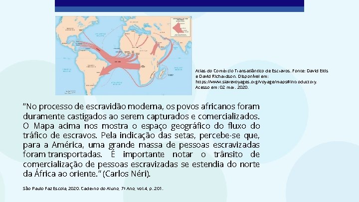 Atlas do Comércio Transatlântico de Escravos. Fonte: David Eltis e David Richardson. Disponível em: