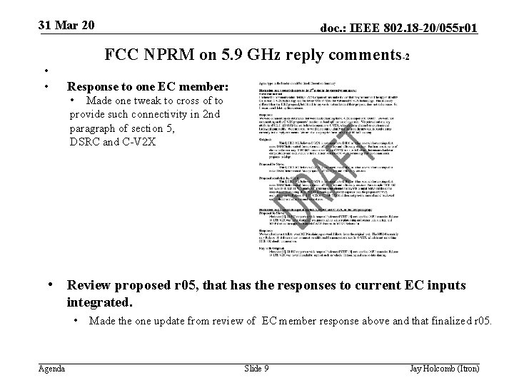 31 Mar 20 • • doc. : IEEE 802. 18 -20/055 r 01 FCC