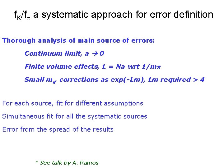 f. K/fp a systematic approach for error definition Thorough analysis of main source of