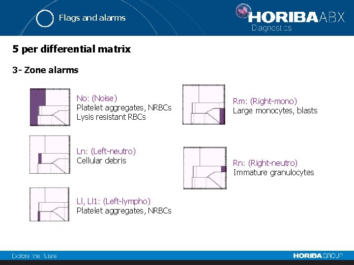 Flags and alarms 5 per differential matrix 3 - Zone alarms No: (Noise) Platelet