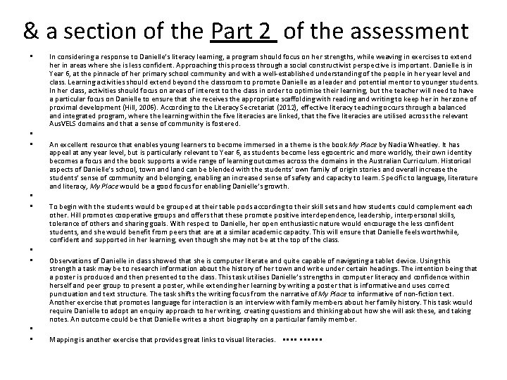 & a section of the Part 2 of the assessment • • • In & a section of the Part 2 of the assessment • • • In
