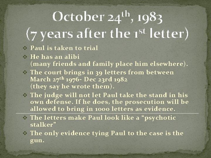th October 24 , 1983 st (7 years after the 1 letter) v Paul th October 24 , 1983 st (7 years after the 1 letter) v Paul