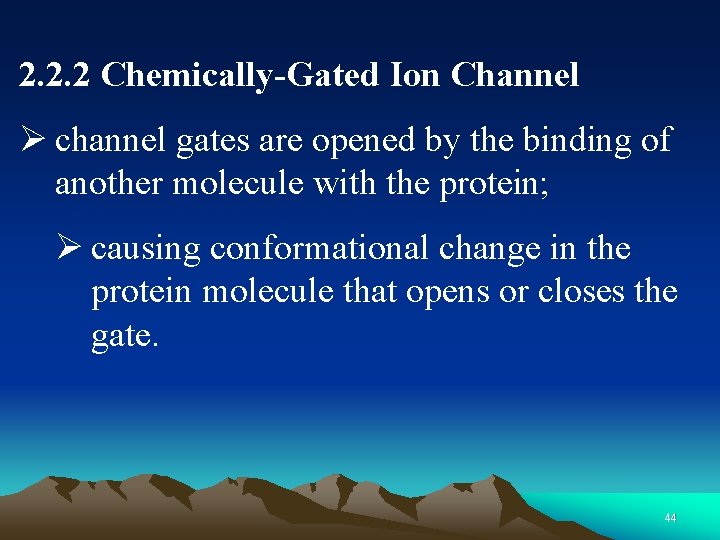 2. 2. 2 Chemically-Gated Ion Channel Ø channel gates are opened by the binding