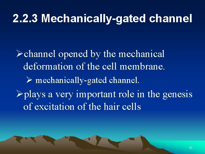 2. 2. 3 Mechanically-gated channel Øchannel opened by the mechanical deformation of the cell