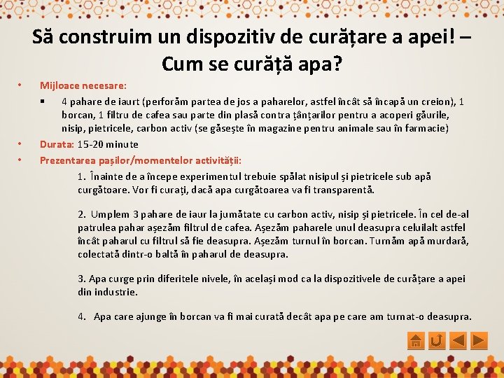 Să construim un dispozitiv de curățare a apei! – Cum se curăță apa? •