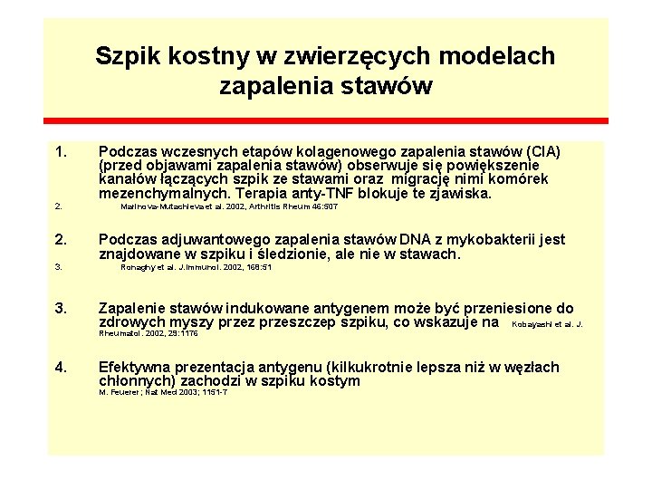 Szpik kostny w zwierzęcych modelach zapalenia stawów 1. 2. 3. Podczas wczesnych etapów kolagenowego Szpik kostny w zwierzęcych modelach zapalenia stawów 1. 2. 3. Podczas wczesnych etapów kolagenowego