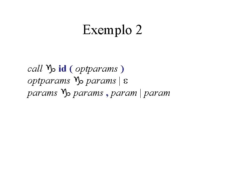 Exemplo 2 call g id ( optparams ) optparams g params | params g Exemplo 2 call g id ( optparams ) optparams g params | params g