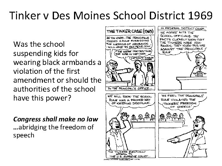 Tinker v Des Moines School District 1969 Was the school suspending kids for wearing