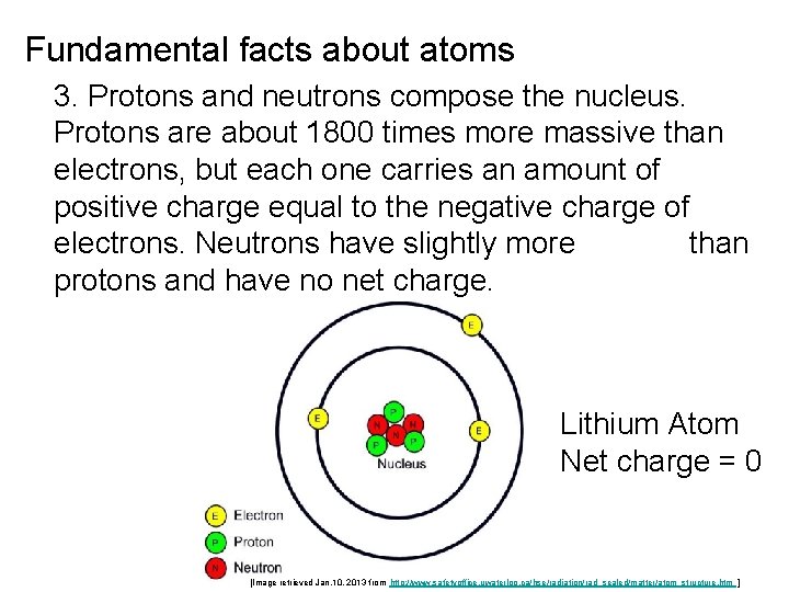 Fundamental facts about atoms 3. Protons and neutrons compose the nucleus. Protons are about