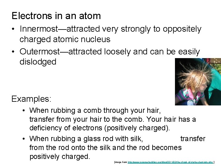 Electrons in an atom • Innermost—attracted very strongly to oppositely charged atomic nucleus •