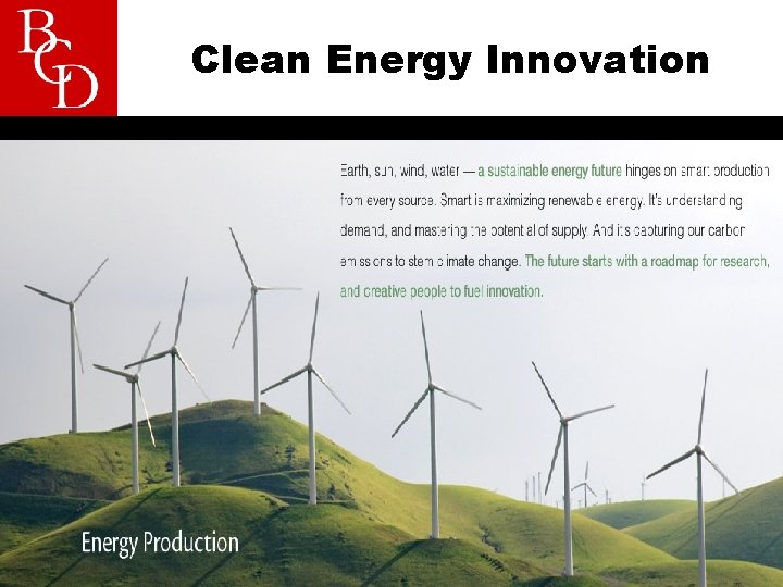 Clean Energy Innovation 1 Business Cluster Development All