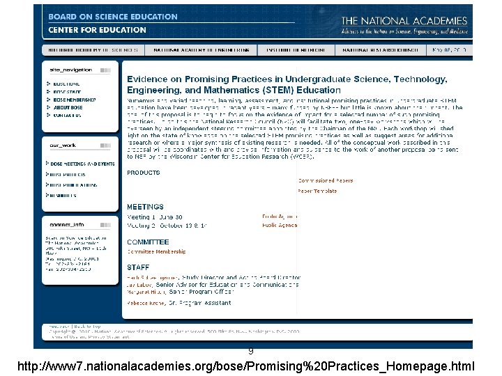 9 http: //www 7. nationalacademies. org/bose/Promising%20 Practices_Homepage. html 