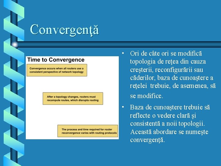 Convergenţă • Ori de câte ori se modifică topologia de reţea din cauza creşterii,