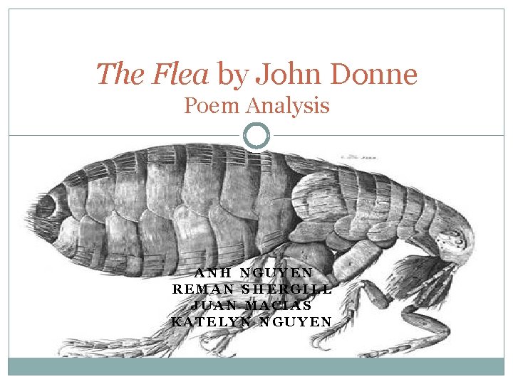 The Flea by John Donne Poem Analysis ANH NGUYEN REMAN SHERGILL JUAN MACIAS KATELYN