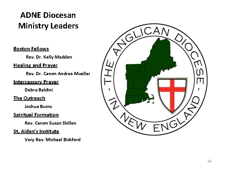 ADNE Diocesan Ministry Leaders Boston Fellows Rev. Dr. Kelly Madden Healing and Prayer Rev.