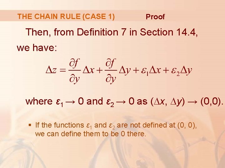 THE CHAIN RULE (CASE 1) Proof Then, from Definition 7 in Section 14. 4,