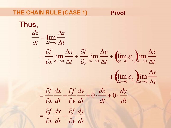 THE CHAIN RULE (CASE 1) Thus, Proof 