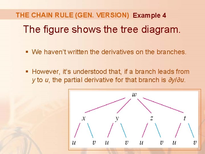 THE CHAIN RULE (GEN. VERSION) Example 4 The figure shows the tree diagram. §