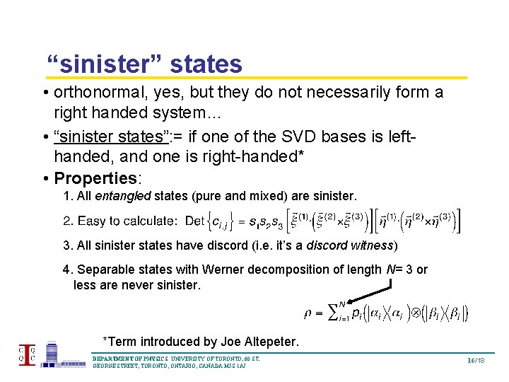 “sinister” states • orthonormal, yes, but they do not necessarily form a right handed