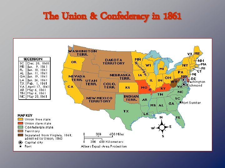 The Union & Confederacy in 1861 