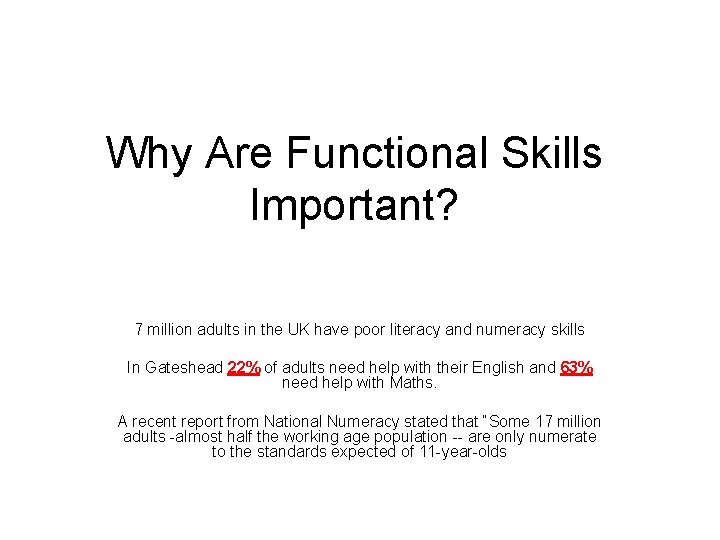 Why Are Functional Skills Important? 7 million adults in the UK have poor literacy