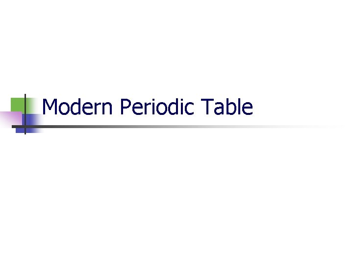 Modern Periodic Table 