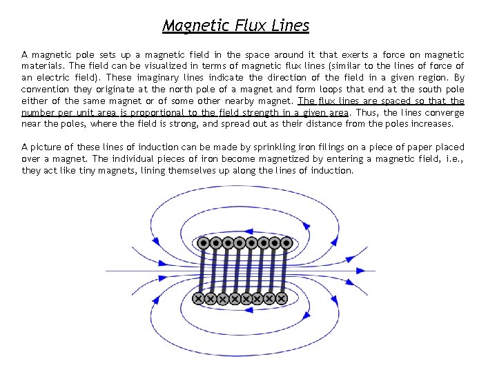 Magnetic Flux Lines A magnetic pole sets up a magnetic field in the space
