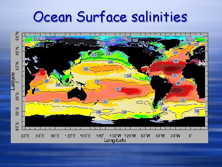 Ocean Surface salinities Ocean Surface salinities