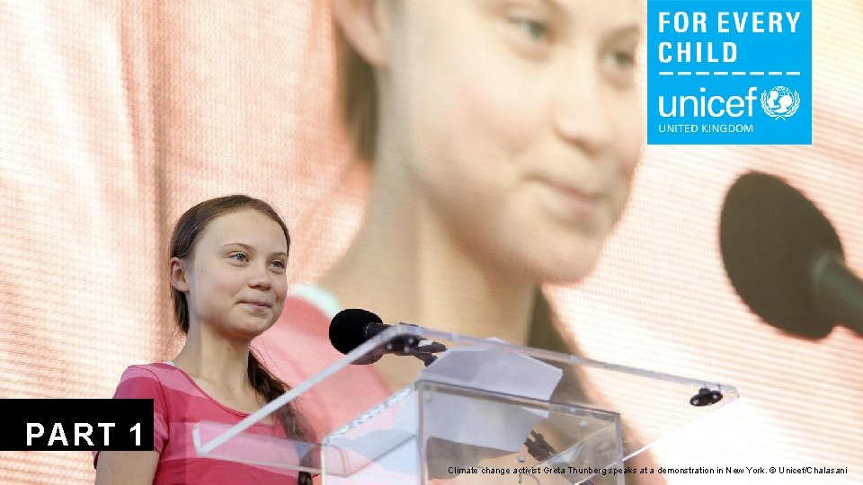 PART 1 Climate change activist Greta Thunberg speaks at a demonstration in New York.