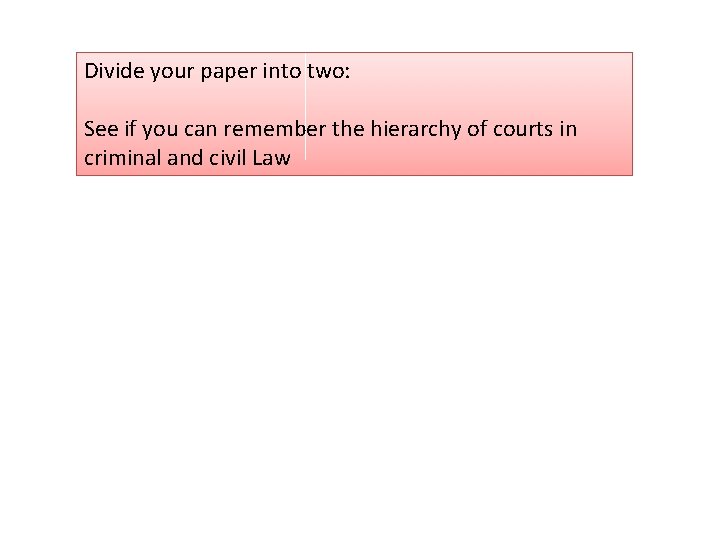 Divide your paper into two: See if you can remember the hierarchy of courts